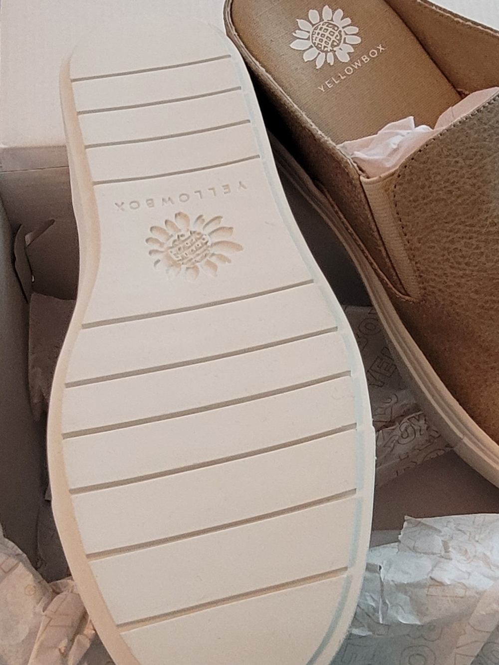 Yellow Box Taupe Slip-On Clog Sneakers with White Platform - Picture 6 of 13